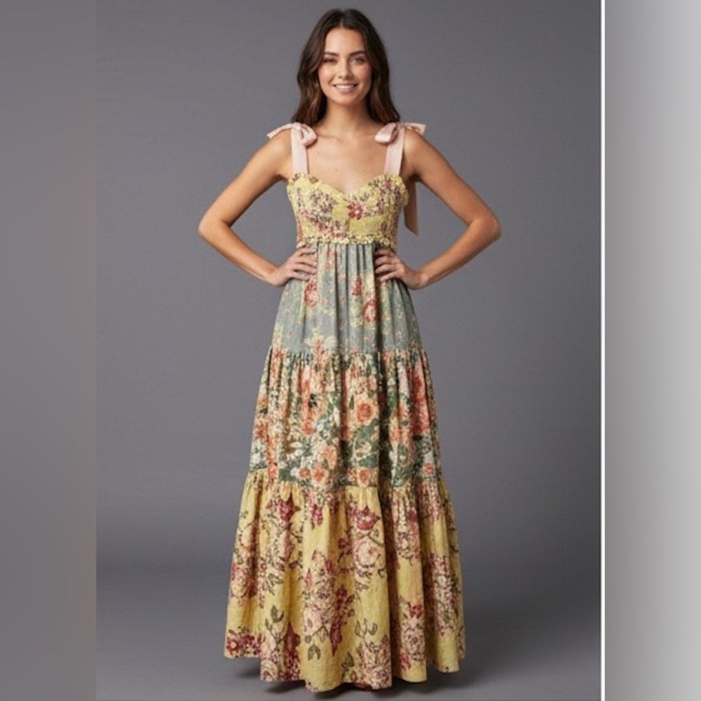 Bohemian Ditsy Floral Spaghetti Strap Backless Bowknot Dress